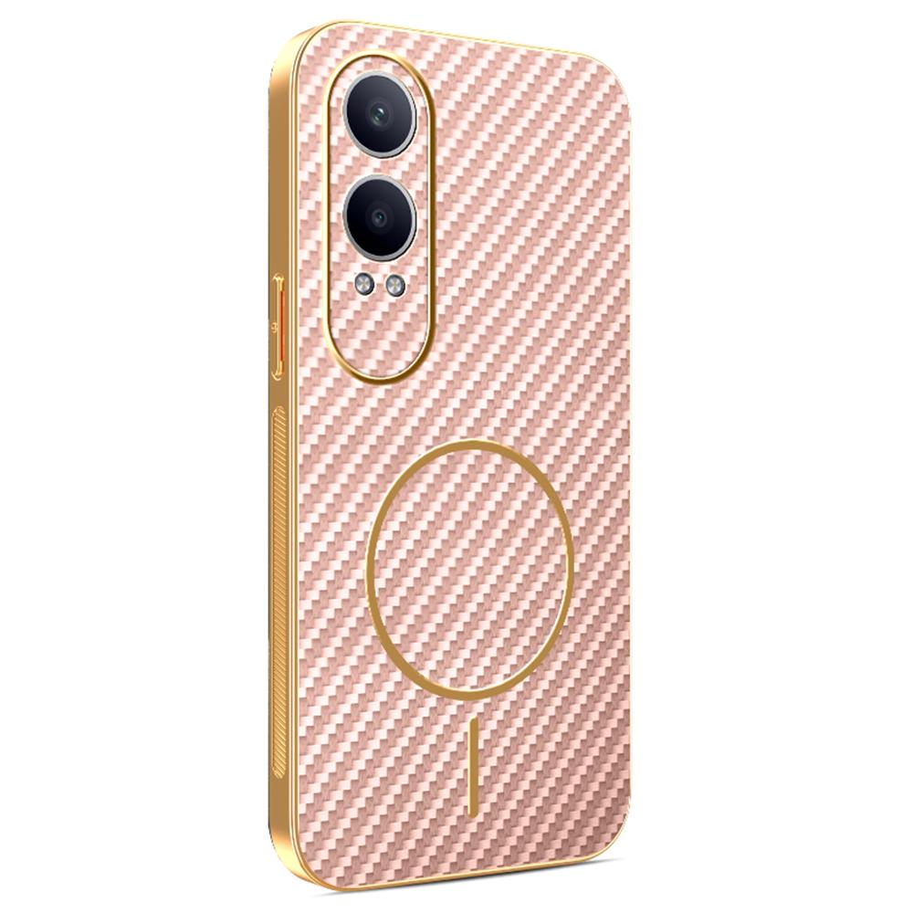 For OnePlus Nord CE4 Lite 5G/Oppo K12x 5G (China) Phone Case Carbon Fiber Textured Electroplated TPU Back Cover