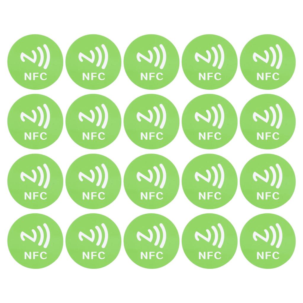 20PCS NFC Stickers Compact Portable Interference Resistant Rewritable CUID NFC Adhesive for NFC Enabled Devices Green
