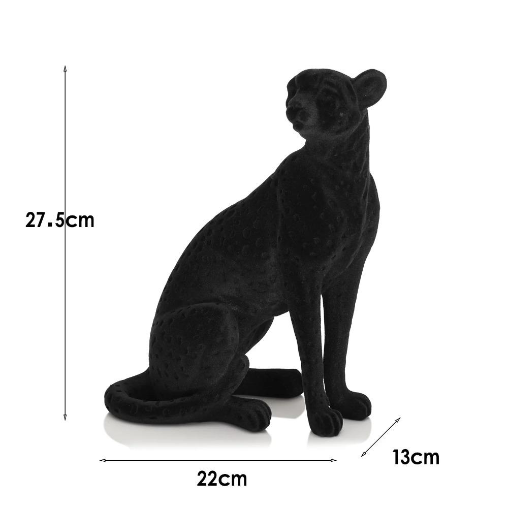 Flocking Leopard Resin Crafts Simulation Leopard Animal Sculpture Resin Desktop Decorative Ornaments Home Decoration Figurine