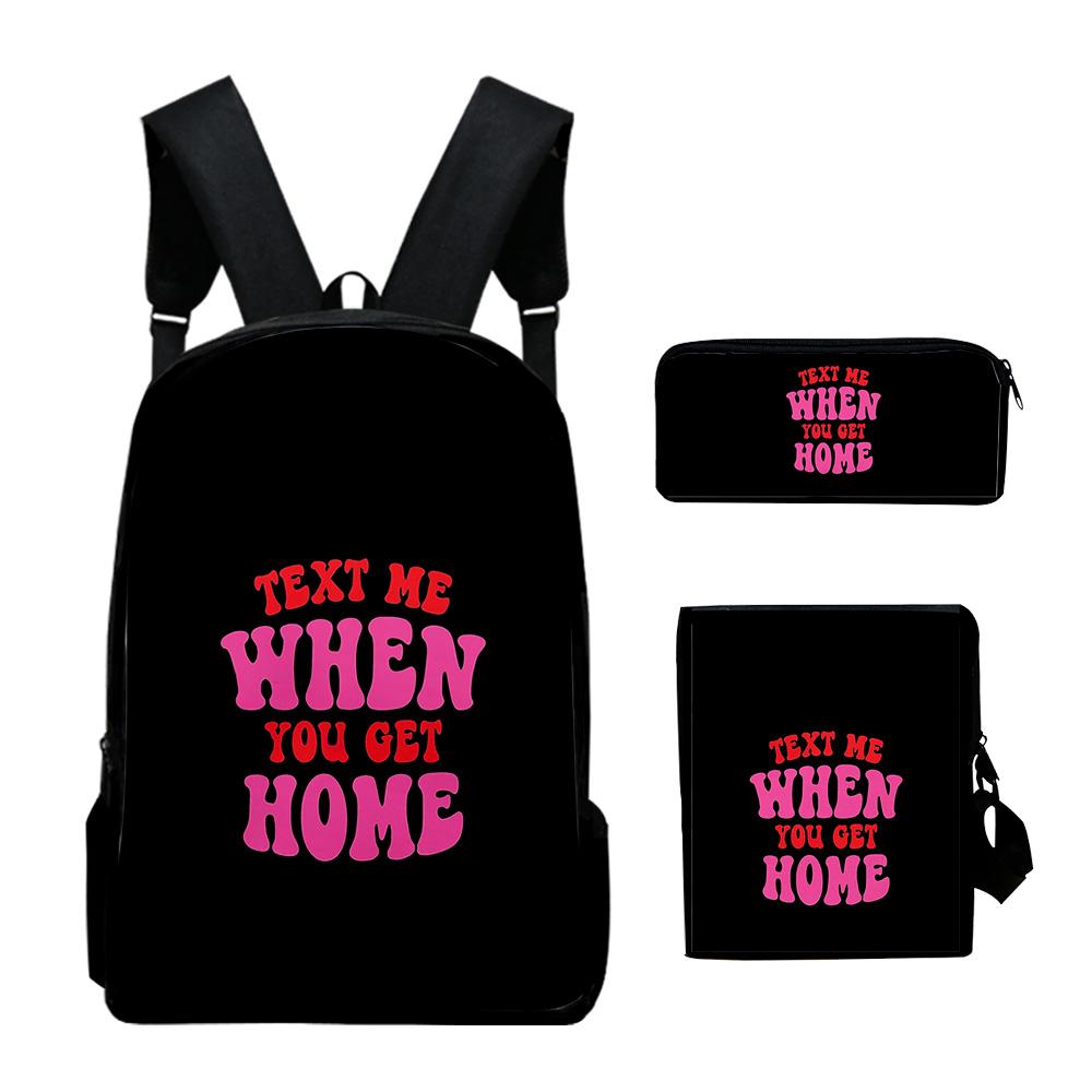 Style Unique flim flam flamingo 3D Pattern 3pcs/Set Schoolbags Daily Laptop Pack Rucksack Sling Carry Carrier Pen Case