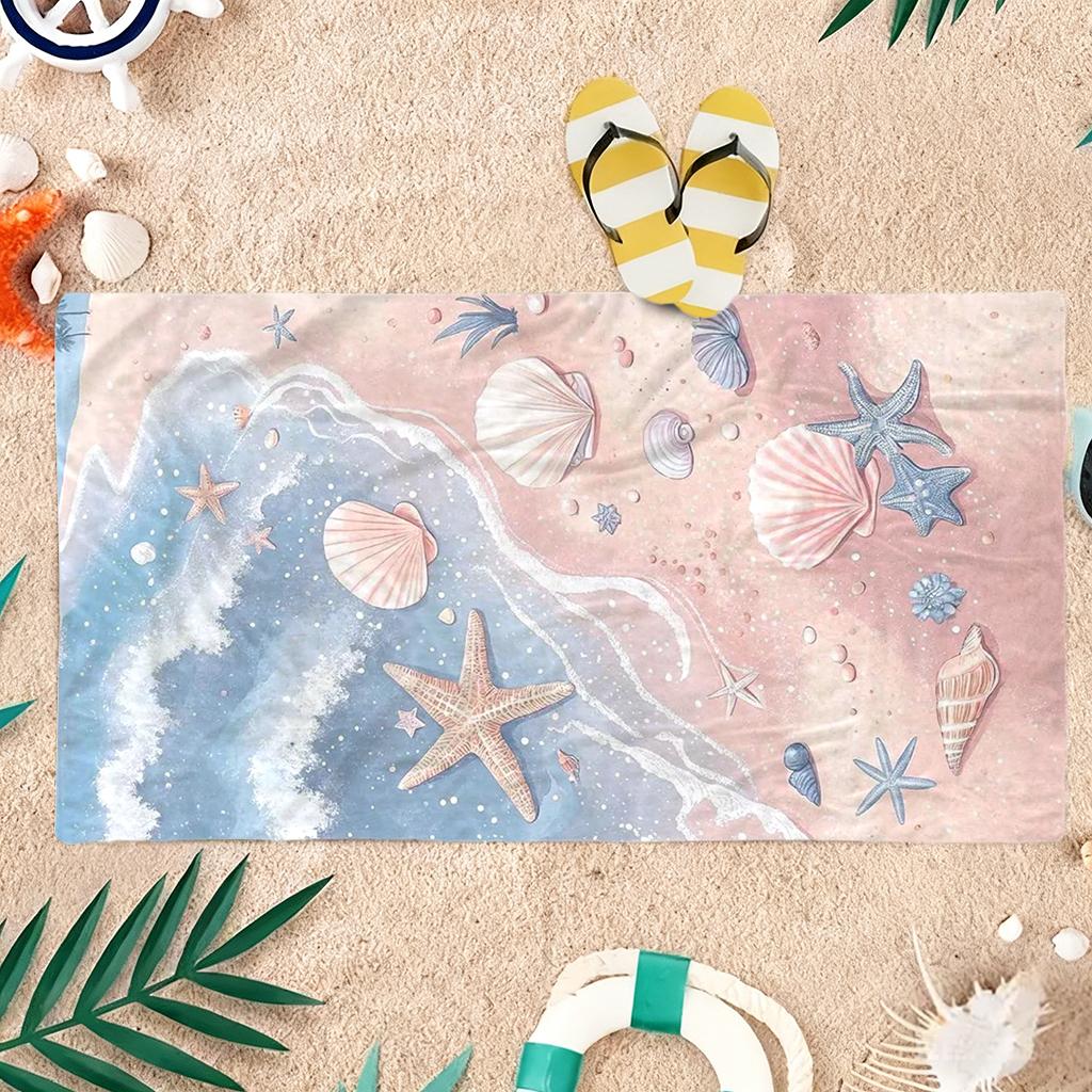 1pc Healing Coastal Scenery Beach Towel Large Quick-drying Towel Suitable for Beach Yoga Pool Gym Towel Summer Gift for Friends