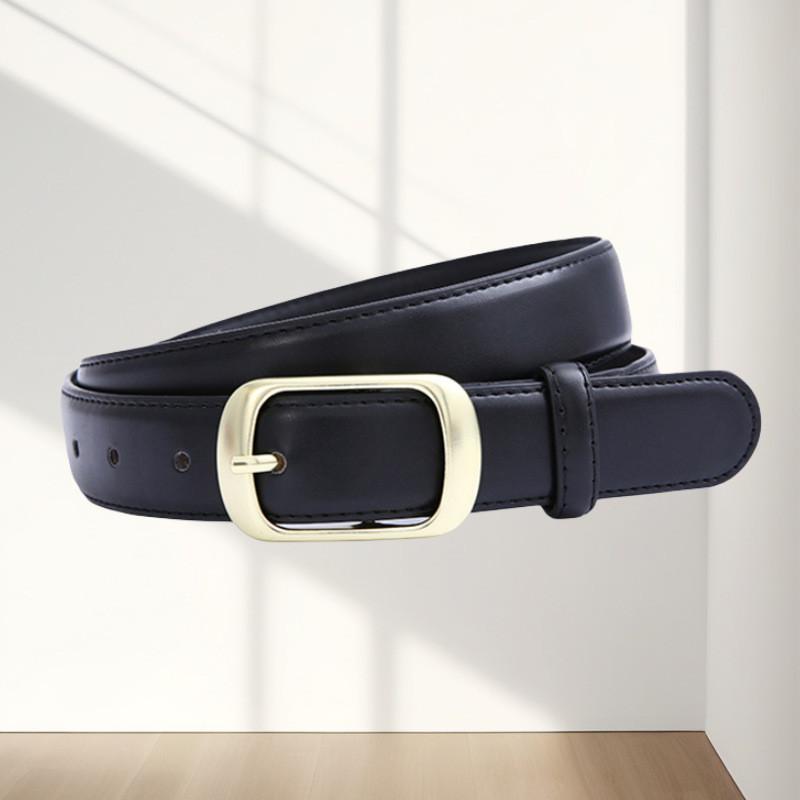 Style Chic Korean Womens Leather Belt With Eyecatching Golden Design Buckle