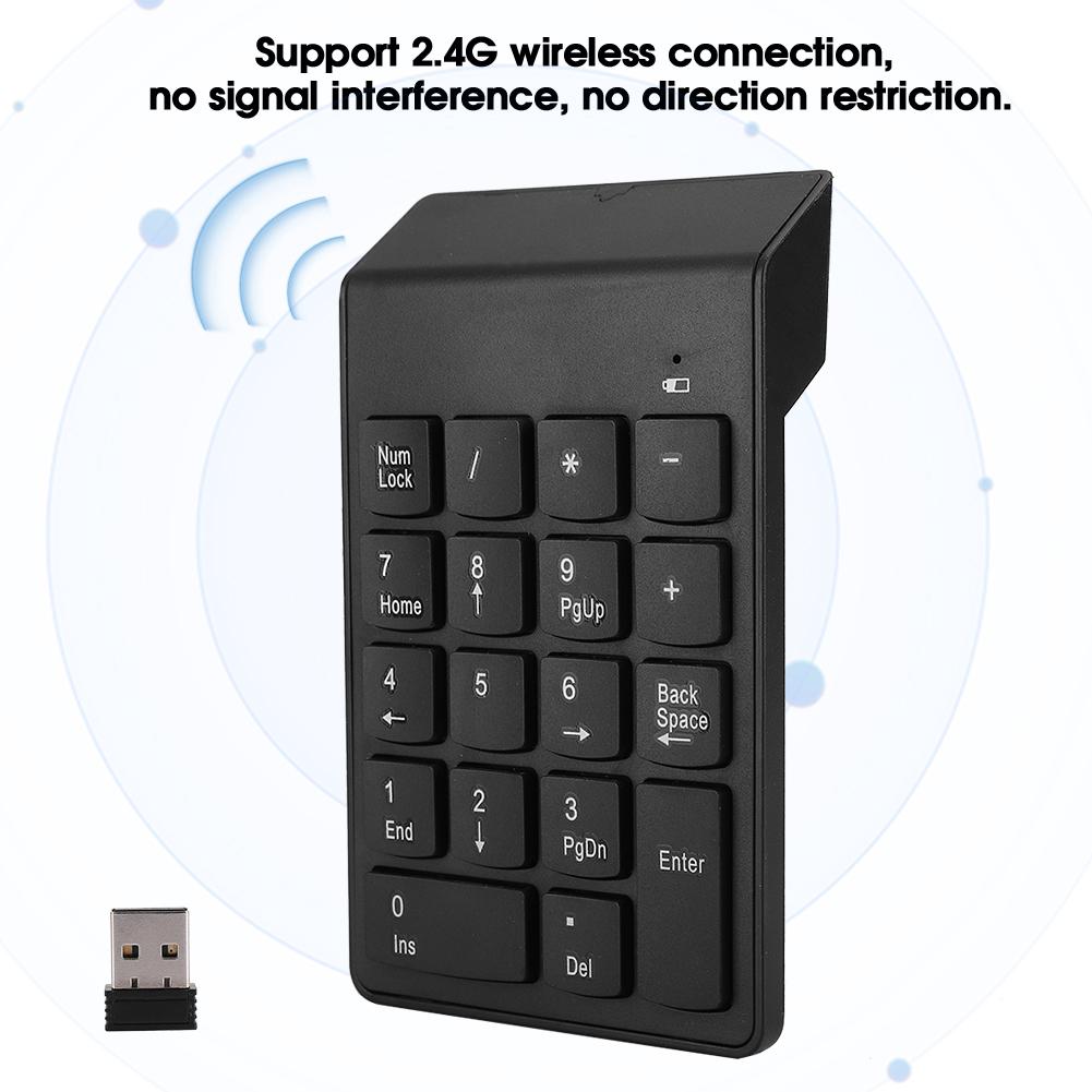 2.4G Wireless Mini Number Keyboard Portable Commercial 19‑Buttons USB Keypad for Office Laptop