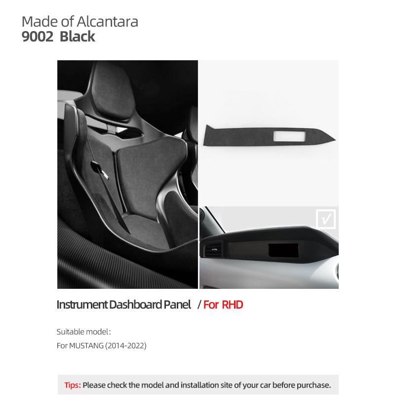 For Ford Mustang GT 2015-2025 Made of Alcantara Co-pilot Dashboard Panel Instrument Trim Sticker Car Interior Tuning Accessories