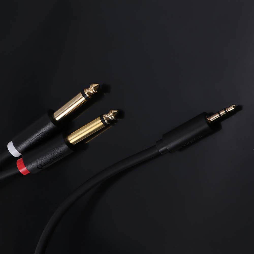Converter 3.5mm To Dual 6.5mm Audio Cable 2 in 1 Mixing Console Sound Cable For Laptop PC Phone