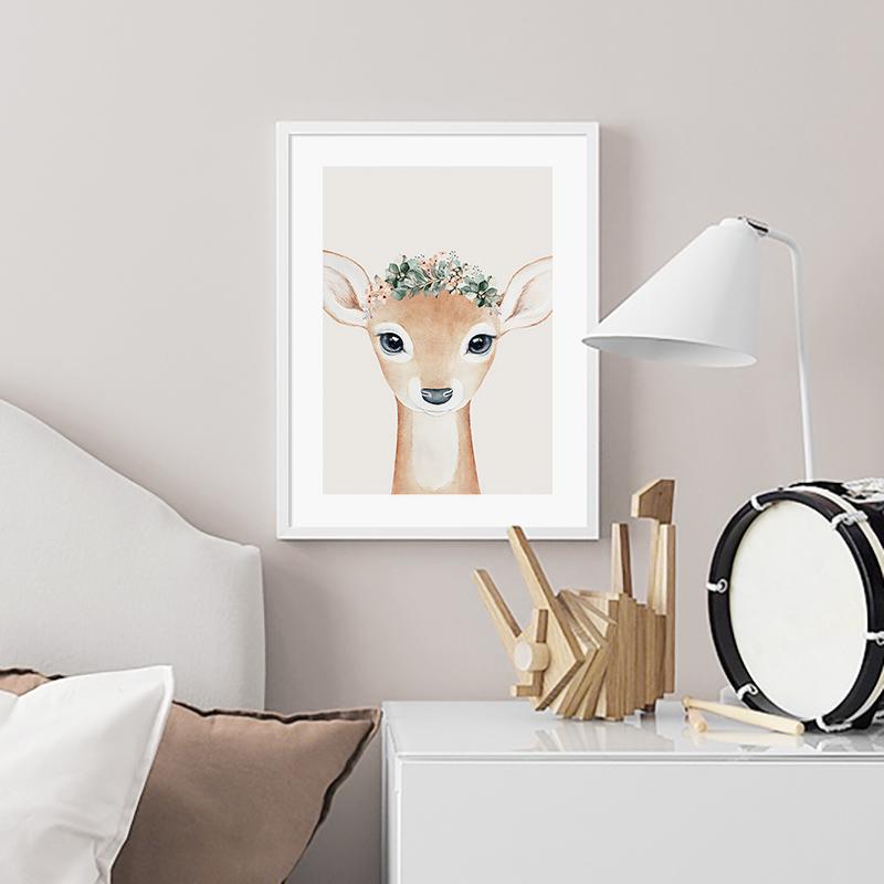 Baby Animal Canvas Painting Deer Bear Poster Rainbow Unicorn Nursery Wall Art Print Nordic Child Kids Bedroom Decoration Picture