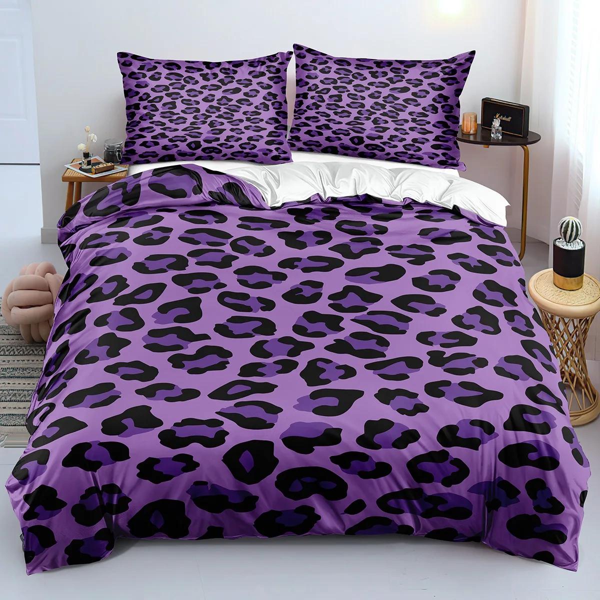Housse de couette et taies d'oreiller Léopard Doré, Ensemble de literie Imprimé Ambre Chaud, Décor de chambre Bohème Cosy & Cadeau pour Amoureux de la Mode 140x200cm