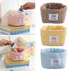 Gingham Fabric Storage Basket Soft Quilted Makeup Storage Basket  Home Decor