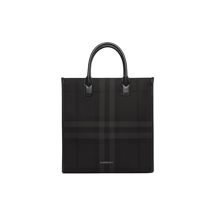 

Burberry Black Check Canvas Tote Bag With Leather Handles & Logo For Daily Use Gift Set(Basic Set+Box+Shopping Bag)