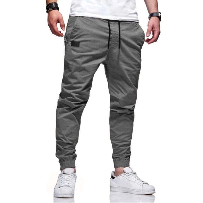 2024 Herren einfarbige Cargo-Jogginghosen mit Kordelzug - Trendige lange Freizeithosen XL graue