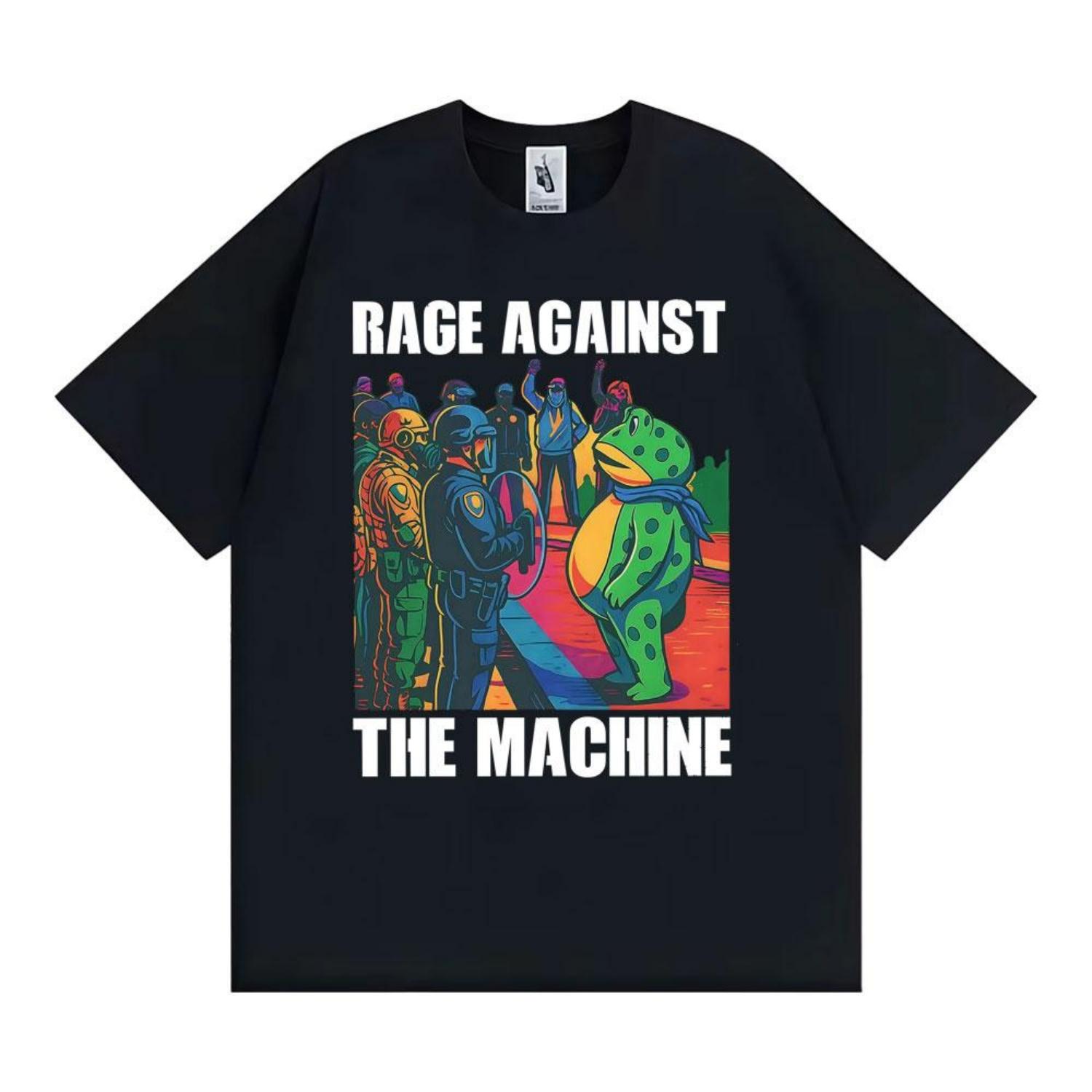 

Portland Frog Protester Funny AntiICE T Shirt Rage Against The Machine Meme Tshirts Men Women Casual Cotton Oversized T Shirts XXXXXL