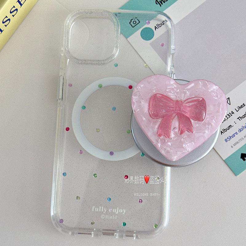 Korean Seashell Heart MagSafe Magnetic Stand: Super Strong Adsorption, Retractable Desktop Airbag