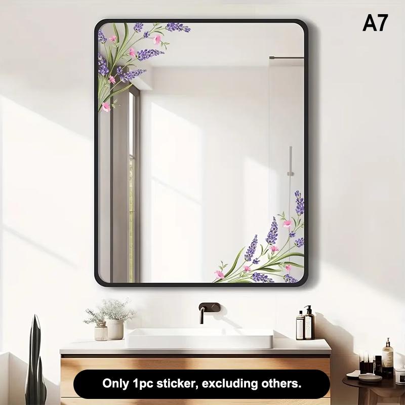 Spring Green Leaf And Floral Wall Stickers Glass Sticker For Shower Doors, Mirrors, Bathroom Glass Self-Adhesive Removable