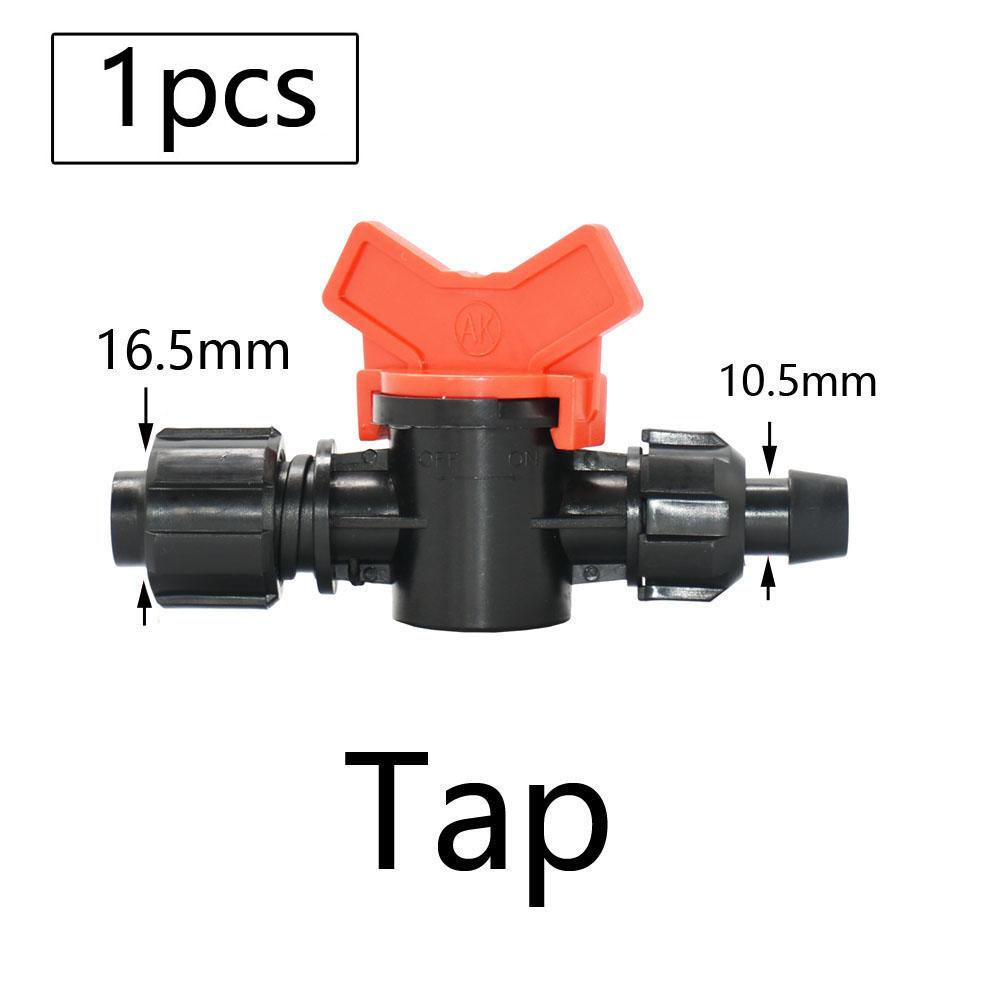 16mm Micro Irrigation Drip Tape Connectors Tee Repair Elbow End Plug Tap Fittings Locked Hose Joints Greenhouse Coupler
