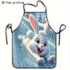 1pc Adorable Rabbit Apron Suitable for Home Kitchen & Restaurant Use, Cute Rabbit Print Apron with Rabbit, Bib for Cooking, BBQ, Gardening, Gift For,,