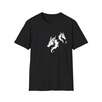 Double Dragon T-Shirt, Minimalistisches Weißes Drachen Grafik-T-Shirt, Retro Tierkunst