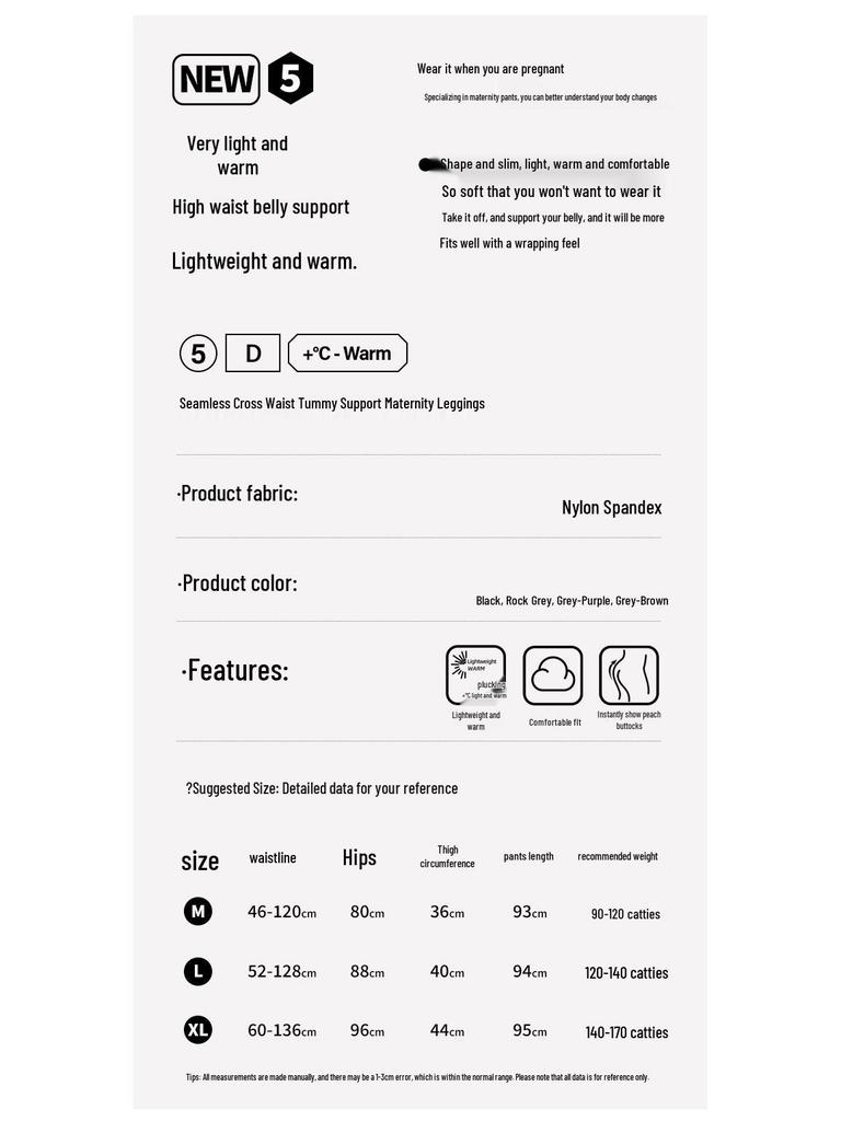 High-Waisted Fleece Lined Maternity Yoga Pants with Belly Support