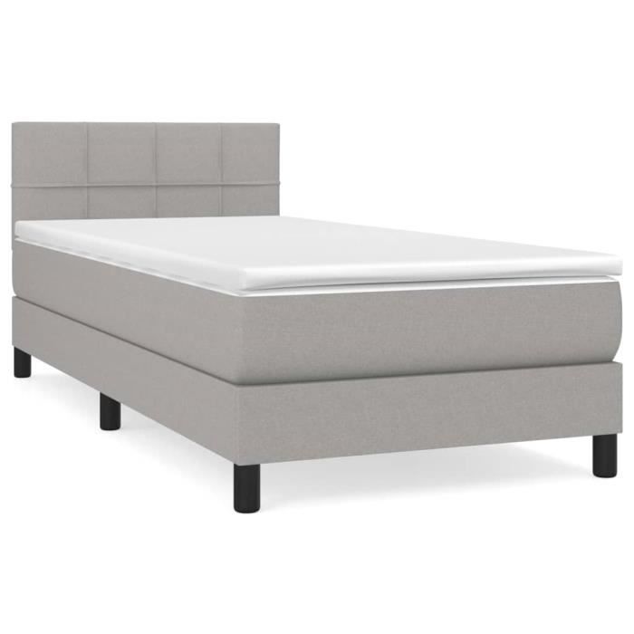 3140009 vidaXL Divan Bed with Mattress Light Grey 80x200 Cm Fabric