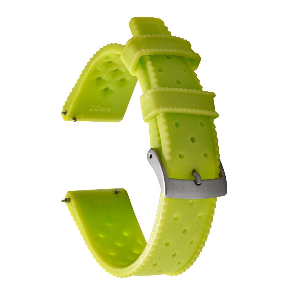 

20mm Quick Release FKM Rubber Watch Strap Glow Tropical Design Flat End Universal Fit Durable 20mm