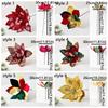 Flocking Artificial Christmas Flower Beautiful Xmas Tree Ornaments  New Year Decor