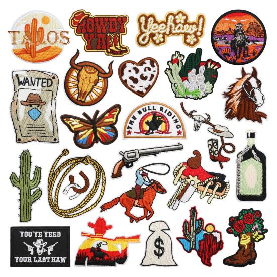 13/22/23/24/25/27 Pcs DIY Patches Multi Embroidery Patterns DIY Patches Set for Clothing Bags Hats Iron-On Self-Adhesive Sewing Repair Patch Family