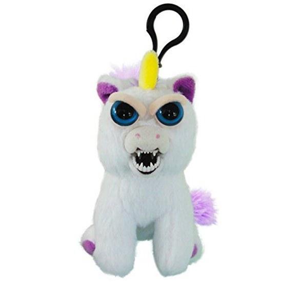 Feisty Pets Mini Unicorn RANGS Pet Angry Expression Changing Plush Keychain