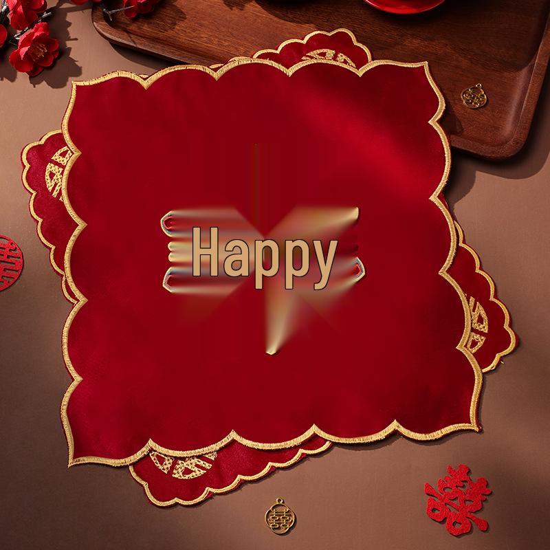 Rotes Xi Hochzeits-Taschentuch - Braut Aussteuer Set