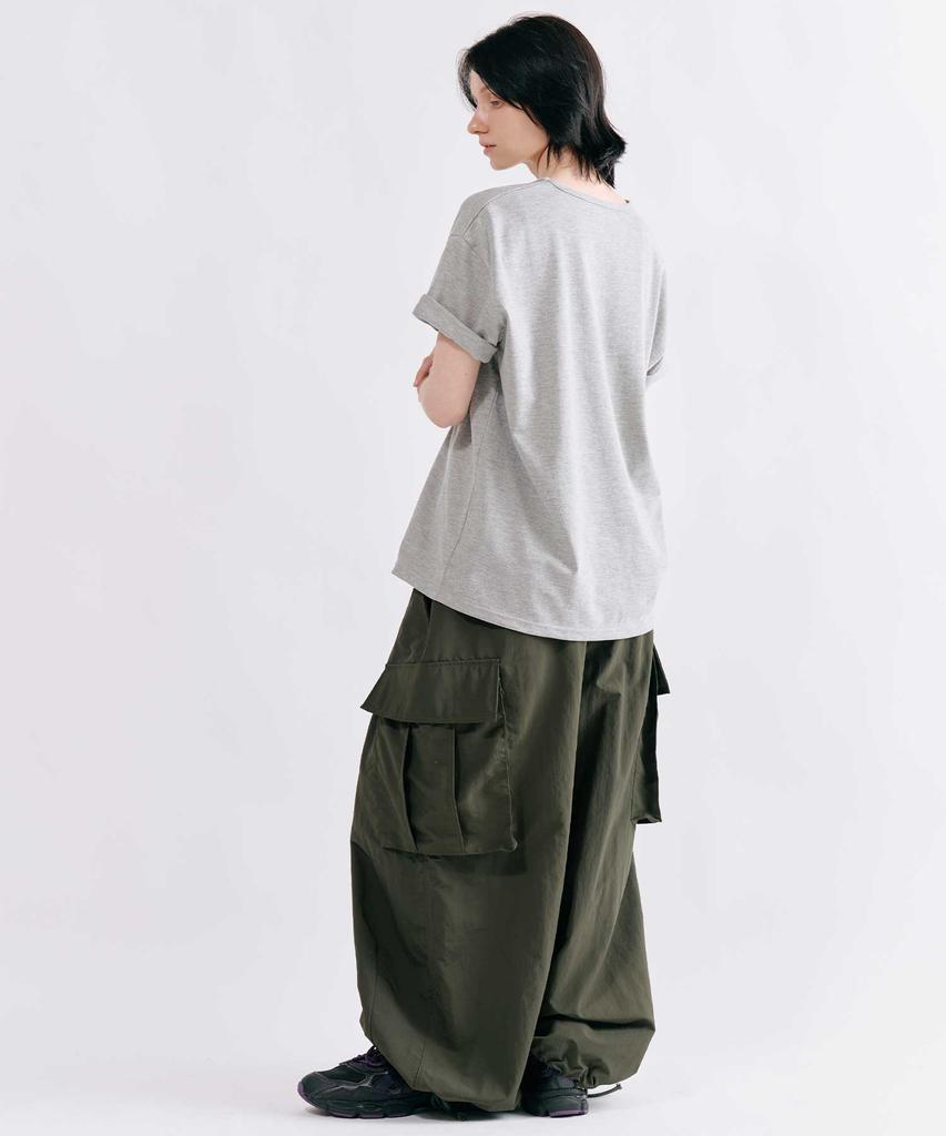 SMITHARMOR [Unisex] Curve Nylon String Wide Cargo Pants_Khaki