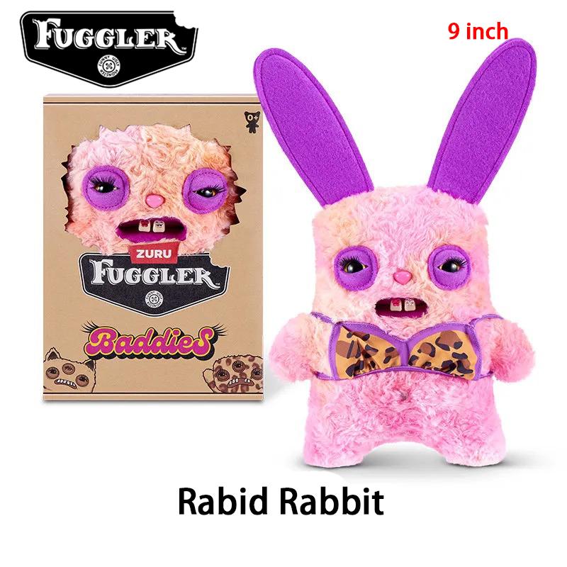 Ugly Cute Leopard Print Long Ear Bunny Plush Toy Funny Monster Stuffed Animal Trendy Collectible Gift For Kids