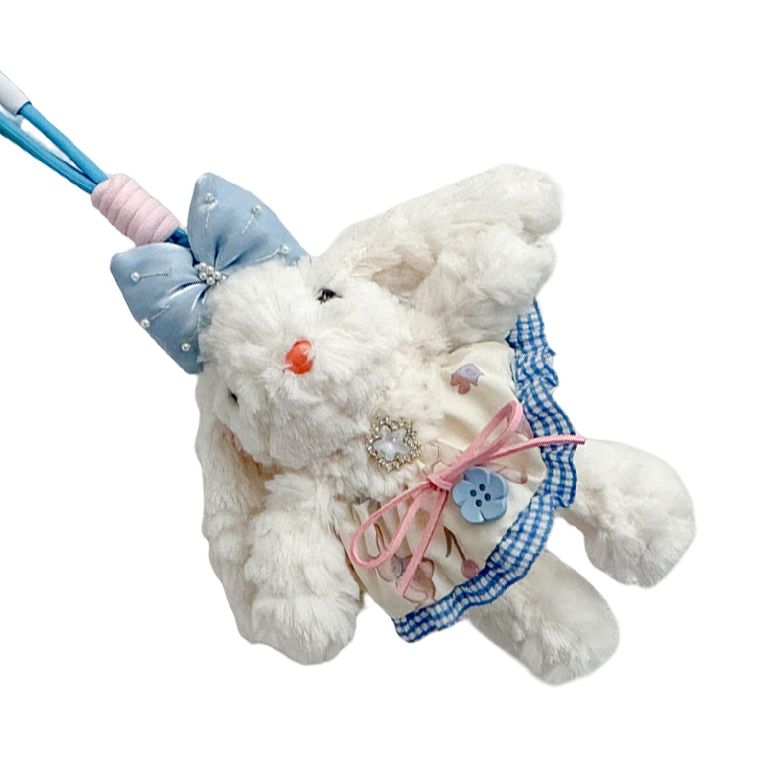 

Cute Plush Rabbit Keychain Adornment Trendy Rabbit Plush Bag Decoration Secure Clip On Design for Keys and Wallets 1 синий
