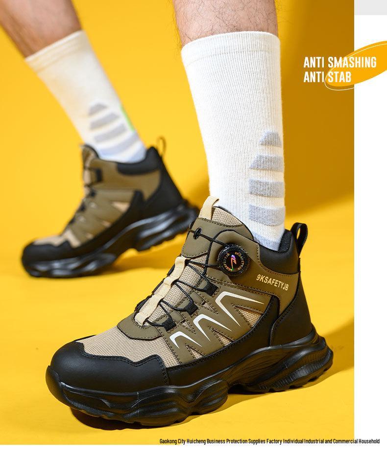 High-Top Safety Work Boots - Anti-Smash, Puncture-Resistant, Water-Repellent, Lightweight, Microfiber Leather, Wear-Resistant