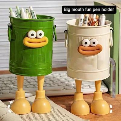 Cartoon Pen Holder Large Capacity Cute Simple Retro Storage Bucket for Student Desk Office