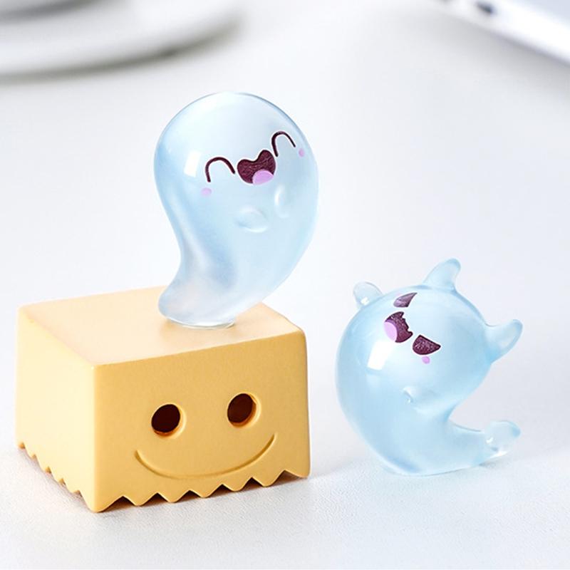 Halloween Luminous Landscape Ornament 6PCS Set Resin Ghost Statue Green Light Glow In Dark Fun Home Car DIY Decoration Gift