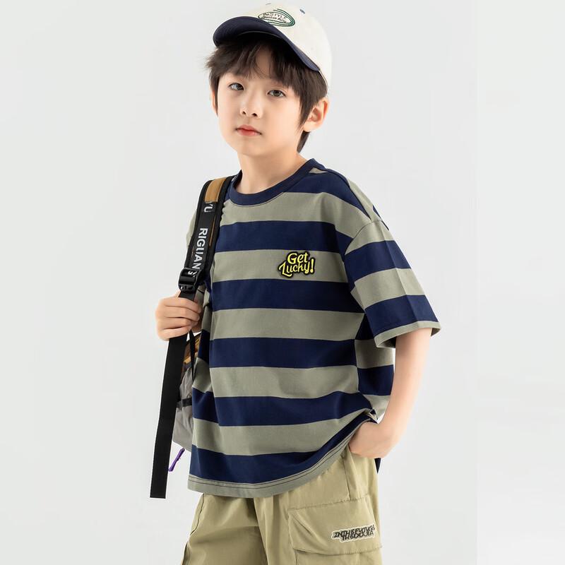 Duoduoja Boy's Lightweight Striped Short Sleeve T-Shirt