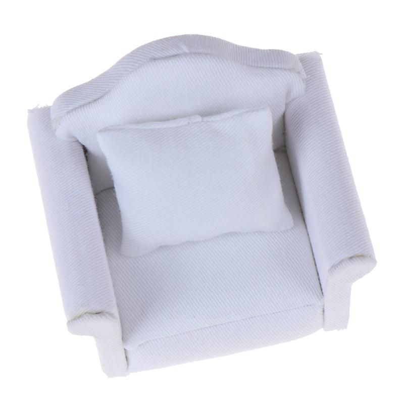 1/12 Dollhouse Miniature White Sofa With Back Cushion Doll House Accessories