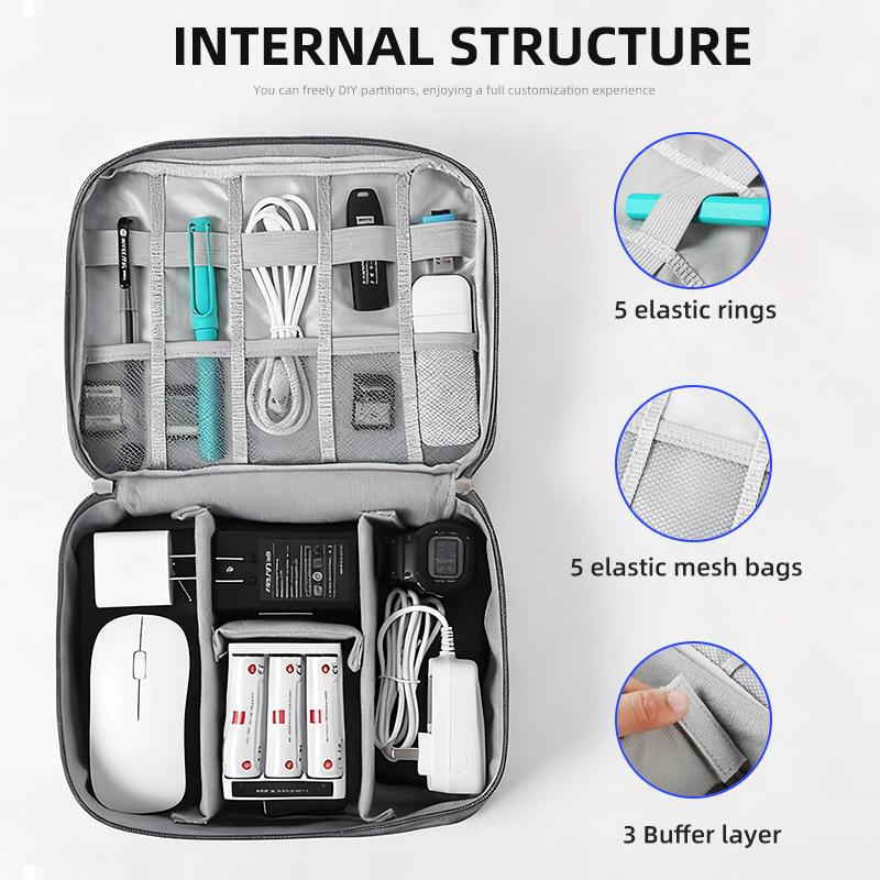 1pc Portable USB Data Cable Charger Storage Bag Travel Cable Organizer For Cadillac XT4 XT6 CTS DTS STS XTS ATS BLS SLS CT5