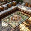Tibetan Mandala Area Rug Intricate Buddhist Art Floor Mat Spiritual Home Decor Meditation Room Carpet Zen Design Detailed Patter