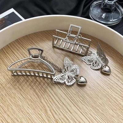 Pince à cheveux en métal INS coréen pince requin fixation cheveux pour femmes pince papillon à pompon taille accessoire pour cheveux pinces supérieures couvre-chef