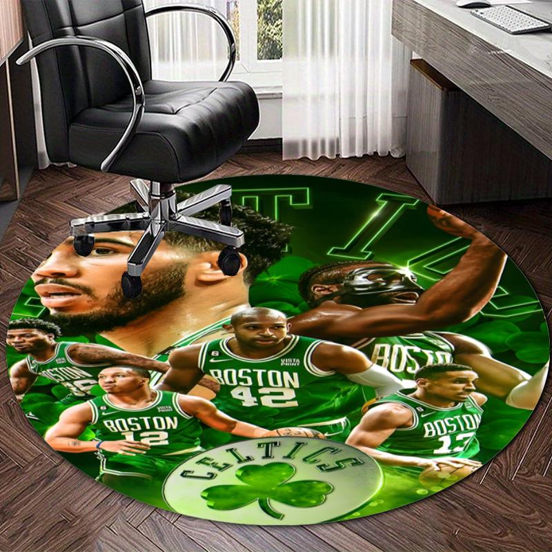 Personalized Boston Celtics Round Chair Office Rug - Perfect for Mat, Office Chair & More - Ideal Gift for Birthdays and Holidays
