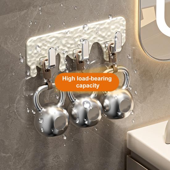 Bathroom Hanger Wall Mounted Towel Hooks Adhesive Hair Tie Hanger with 3 Hooks for Kitchen Utensils Bedroom Entryway