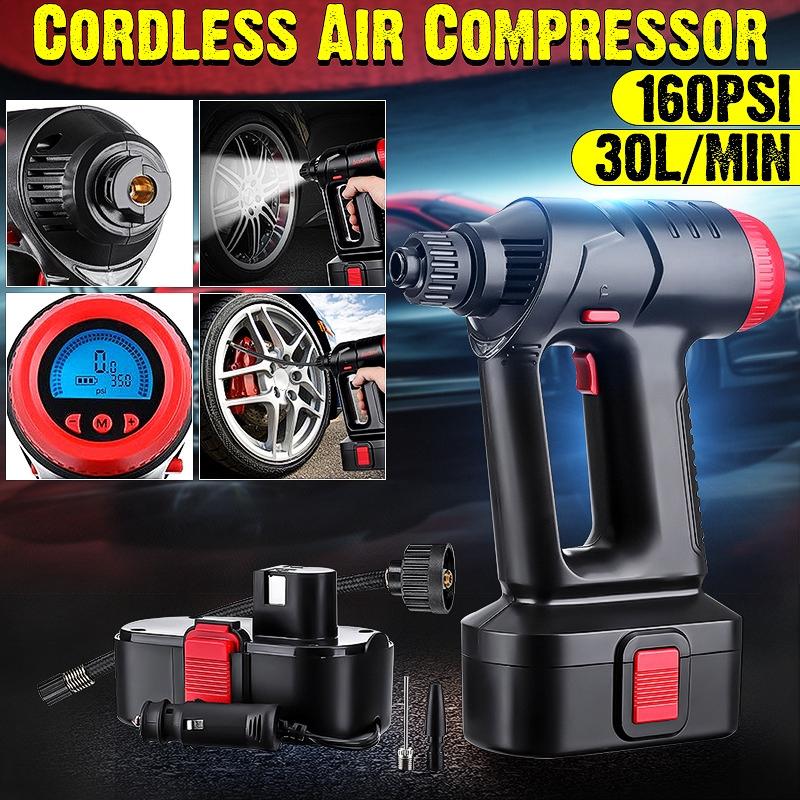 

12V 160PSI Cordless Air Compressor Portable Tire Inflator Auto Hand Held Air Pump Digital LCD Rechargeable for Car Bike