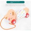 Wooden Animal Push Down Car Pull Rope Car Towing Toys Push and Go Baby Girl Walker Duck Puppy for Kids Early Education Toddler