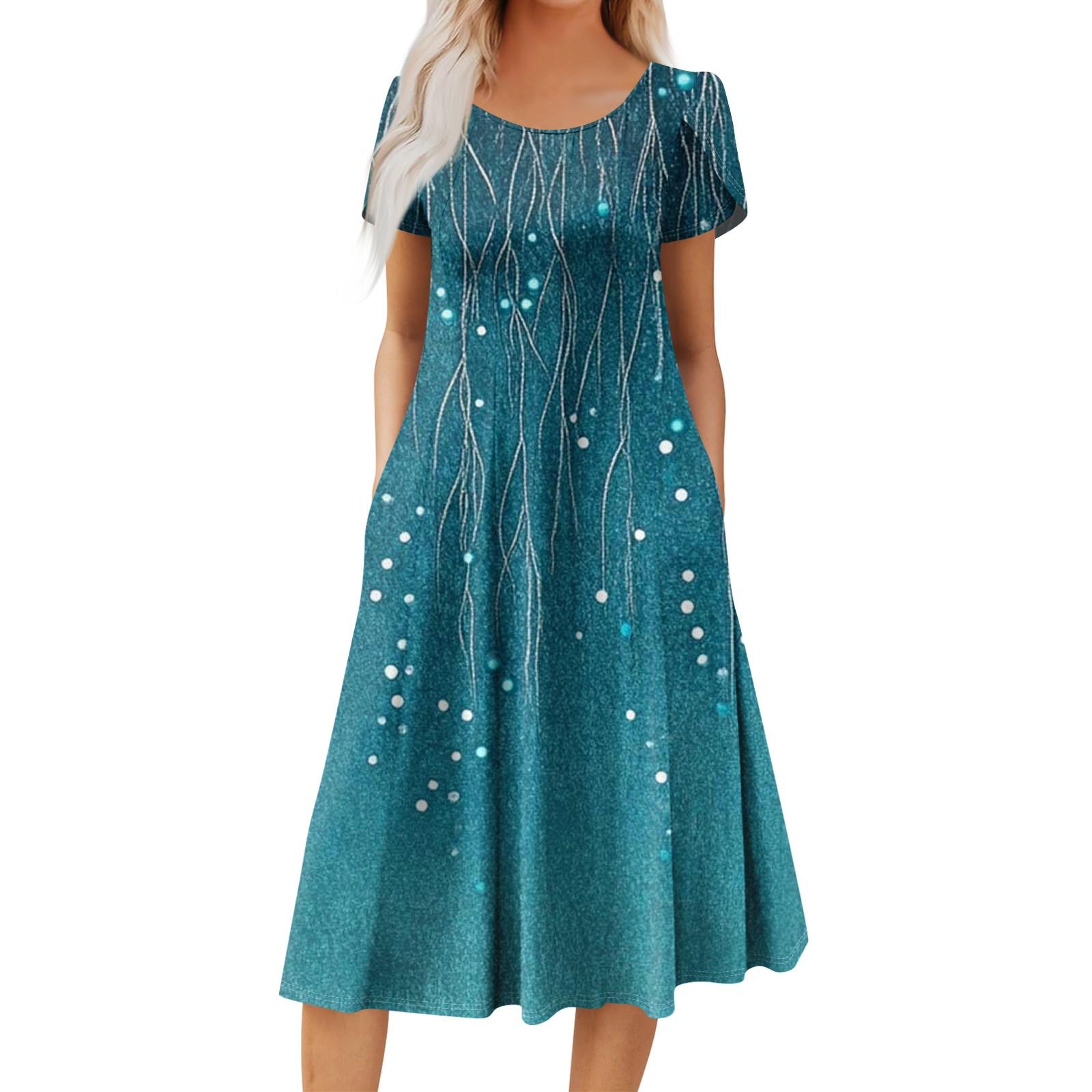 

Женское повседневное модное платье миди с круглым вырезом и коротким рукавом, модное свадебное платье для гостей XL