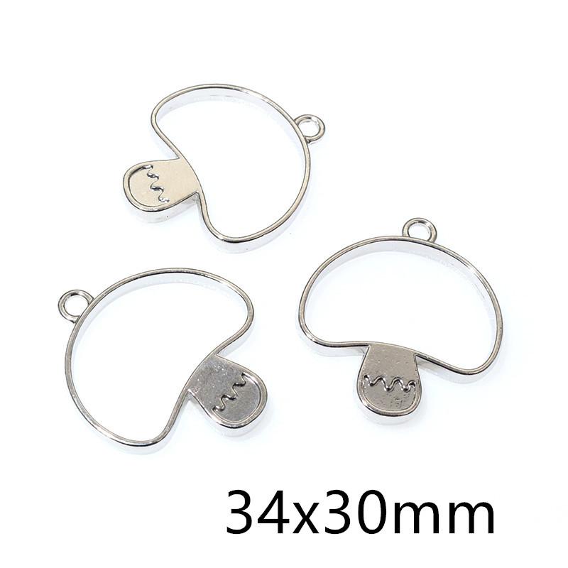 Bronze KC Gold plated Rhodium Border Mold Geometric Hollow Metal Frame Bezel Epoxy Resin Pendant Tray For DIY Jewelry Making