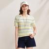 Zhaojun Women's Silk Blend Striped Short-Sleeve Knit Top