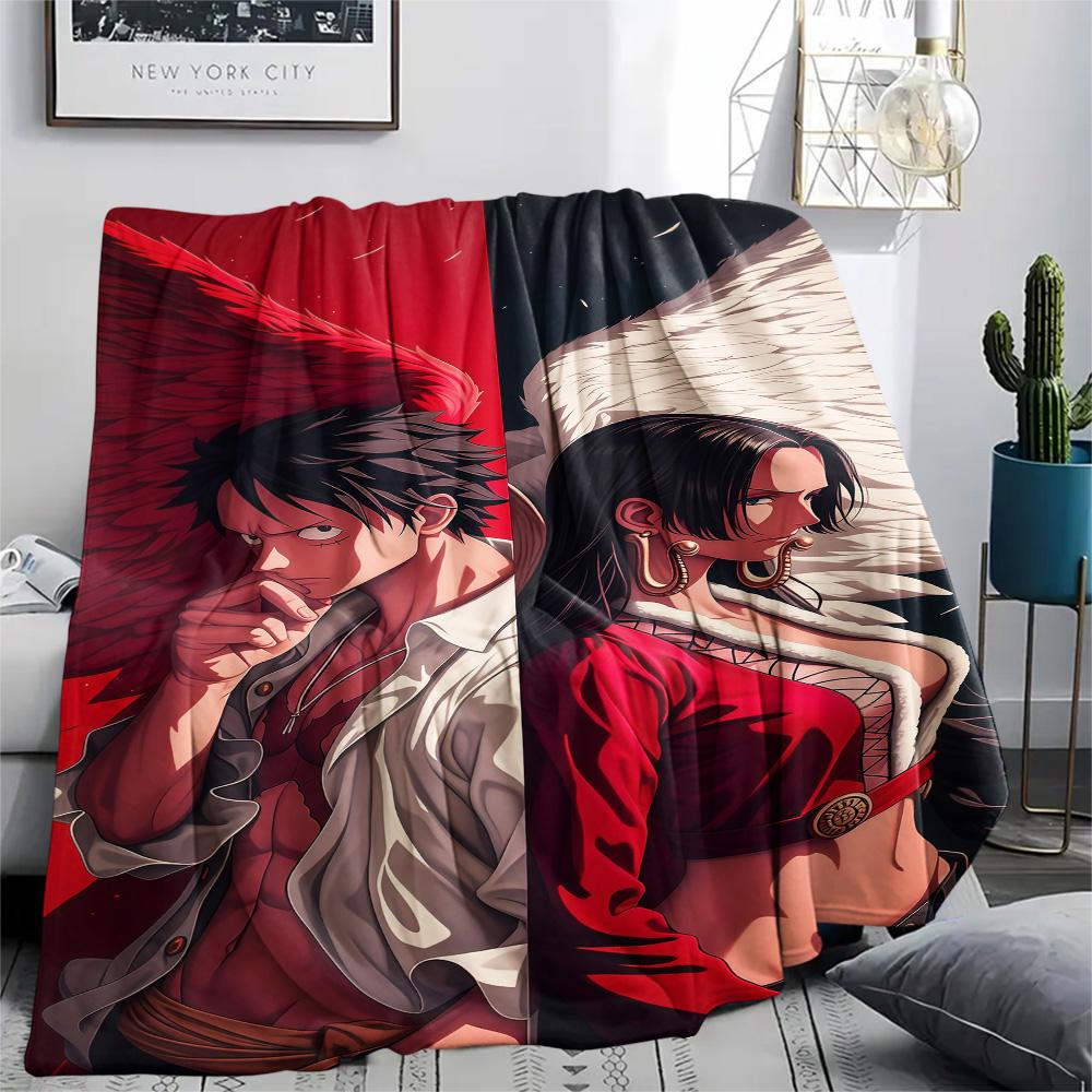 1PC Luffy D Patterned Flannel Blanket Suitable For All Seasons For Home Decor Warmth And Comfort Gifts Holiday Present
