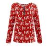 Women's Casual Pullover U-neck Zipper Printed Sweater Christmas Long Sleeve T-shirt