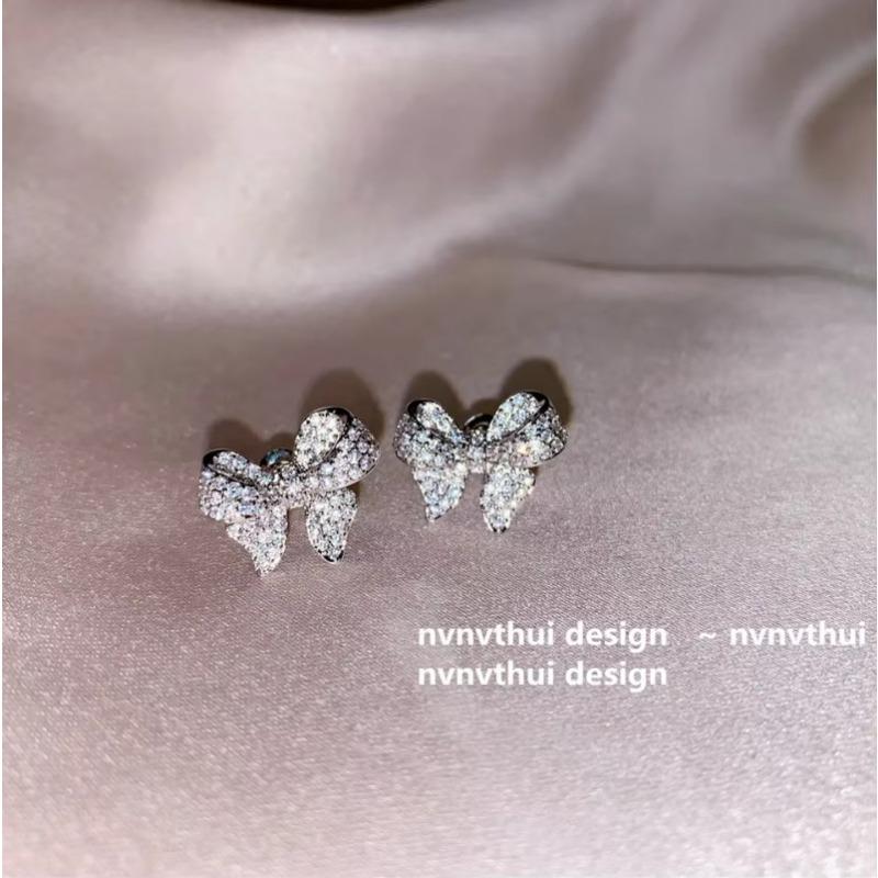 Butterfly Earrings Luxury Bow Fashionable Women's Earrings Cute Korean Bow Earrings Micro Inlaid Zircon Luxury Korean Earring