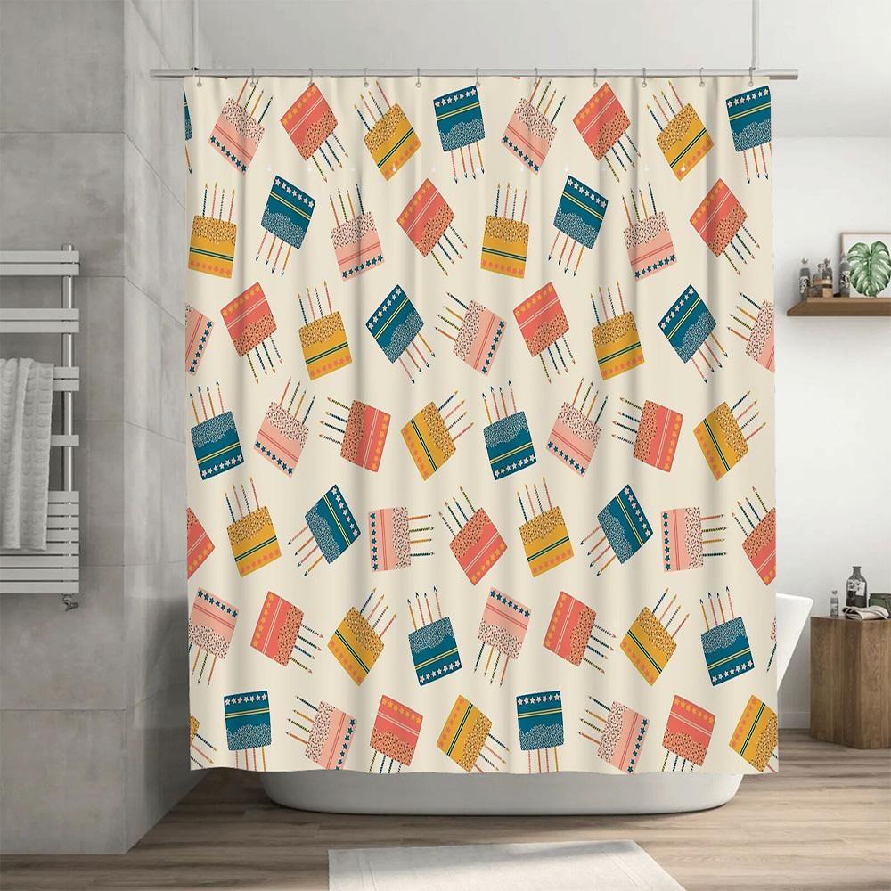 Bathroom Shower Curtain Waterproof Vintage Abstract Art Floral Pattern Fabric Decor