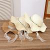 Breathable Big Brimmed Straw Hat with Turquoise Woven Sun Cap Vacation Beach Cap  Performances